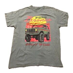 Ford Bronco Built Wild Graphic T-Shirt Men’s Large Gray NWOT Vintage Style